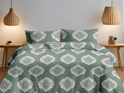 CosyHugs Cotton Queen Flat 255 TC Printed Bedsheet(Pack of 1, Green)
