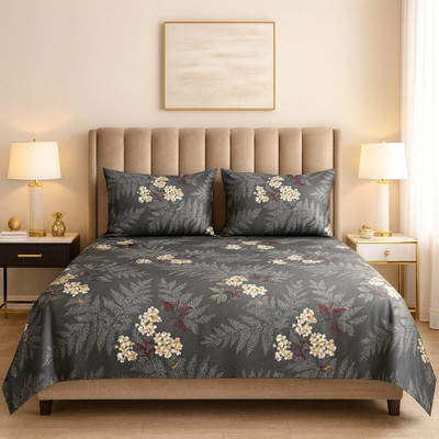 ELEGANT WEAVERS Microfiber Single Flat 144 TC Printed Bedsheet(Pack of 1, Sable black)