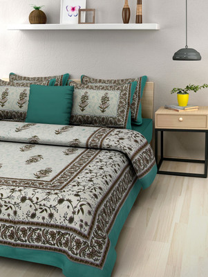 UNIQCHOICE 144 TC Cotton Double Printed Flat Bedsheet(Pack of 1, Multicolor4)