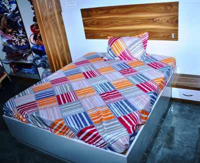 Rvans Creations 200 TC Microfiber Single Floral Fitted (Elastic) Bedsheet(Pack of 1, RED CHECK)