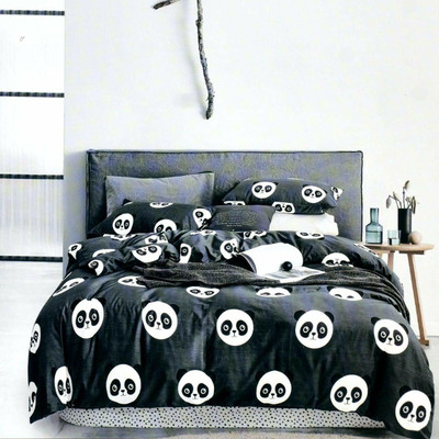 DA ARTISAN 220 TC Cotton Double Printed Flat Bedsheet(Pack of 1, Grey)