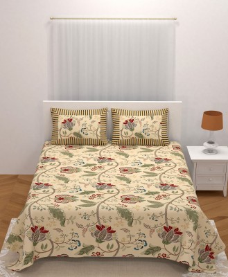 Yuvaan Enterprises 180 TC Cotton Single Floral Flat Bedsheet(Pack of 1, Yellow)