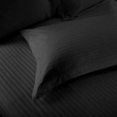ROOMSTYLE 230 TC Cotton Single Striped Fitted (Elastic) Bedsheet(Pack of 1, Blue)