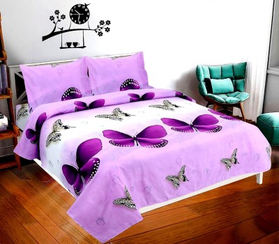 COTTON VILLAS 144 TC Microfiber Double Printed Flat Bedsheet(Pack of 1, Multicolor023)