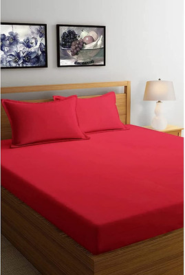 TURIYA Microfiber Queen Flat 220 TC Solid Bedsheet(Pack of 1, Red)