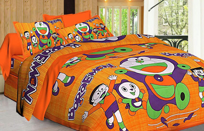 Navkar Creation 200 TC Cotton Double Printed Flat Bedsheet(Pack of 1, Multicolor)