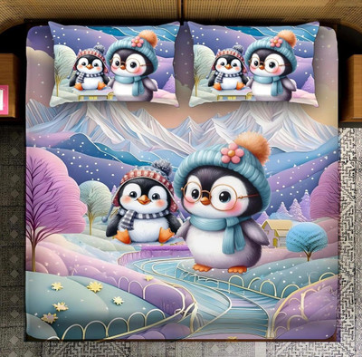 Neolife Creations Cotton Queen Flat 400 TC Cartoon Bedsheet(Pack of 1, Multicolor)