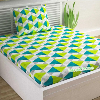 Decent Home 240 TC Microfiber Single Checkered Flat Bedsheet(Pack of 1, Gren)