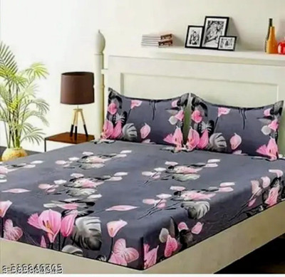 Hss fab Cotton Blend Double Fitted (Elastic) 210 TC Animal Bedsheet(Pack of 1, Dark Grey)