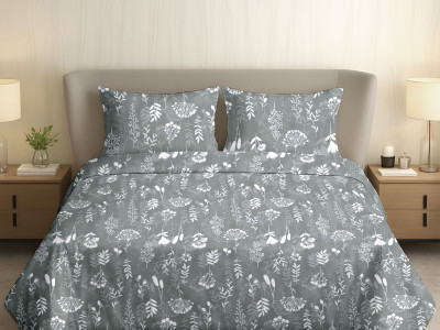 CosyHugs Cotton Super King Flat 210 TC Printed Bedsheet(Pack of 1, Grey)