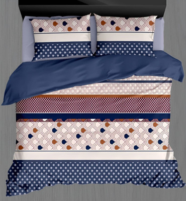 ELIZA KRAFTS Microfiber Double Flat 160 TC Abstract Bedsheet(Pack of 1, Blue)