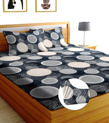 Crafteal 254 TC Cotton Double Printed Fitted (Elastic) Bedsheet(Pack of 1, Multicolor)