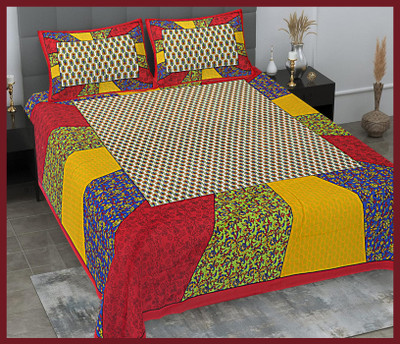 JAIPUR PRINTS Cotton Double Flat 144 TC Jaipuri Prints Bedsheet(Pack of 1, Red)