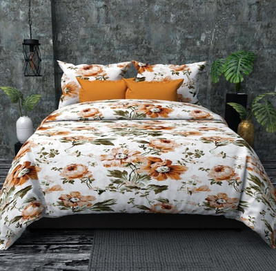 KHWAISH KOLLECTION Microfiber Double Flat 251 TC Printed Bedsheet(Pack of 1, Multicolor)