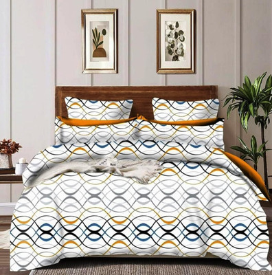 HOMETIC 360 TC Cotton Double Printed Fitted (Elastic) Bedsheet(Pack of 1, Multicolor)