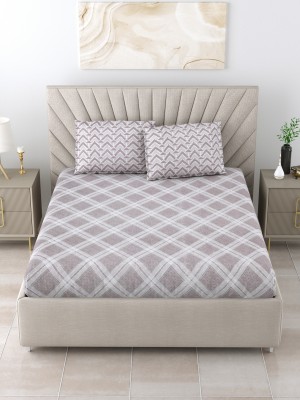 SALONA BICHONA 180 TC Cotton Queen Geometric Flat Bedsheet(Pack of 1, Grey)
