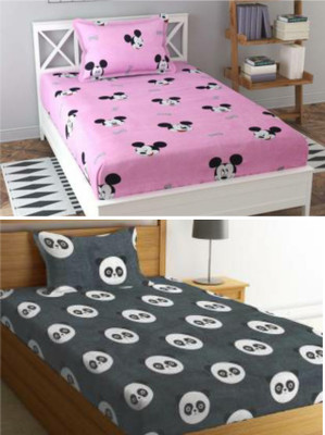 TYLORSTYLE 160 TC Polycotton Single Printed Flat Bedsheet(Pack of 2, Multicolored1)