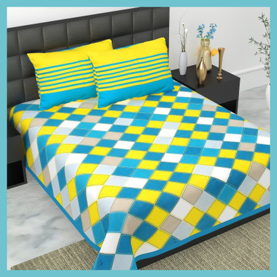 JAIPUR PRINTS Cotton Double Flat 220 TC Jaipuri Prints Bedsheet(Pack of 1, Green)