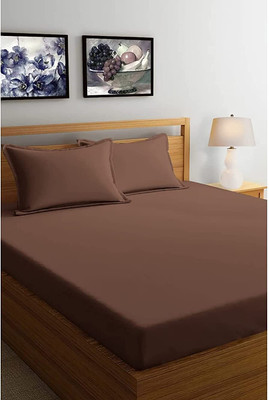 TURIYA 220 TC Microfiber Queen Solid Flat Bedsheet(Pack of 1, Brown)