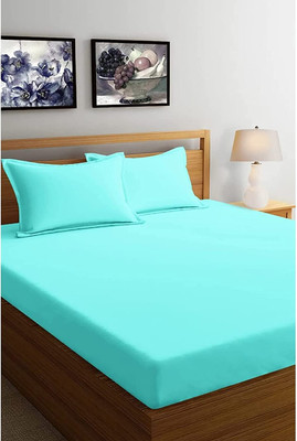 TURIYA Microfiber Queen Flat 220 TC Solid Bedsheet(Pack of 1, Aqua)