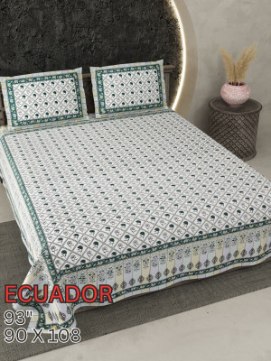 ROOP JYOTI Cotton King Flat 380 TC Floral Bedsheet(Pack of 1, green1)