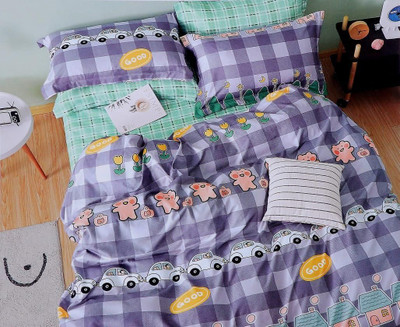 ELIZA KRAFTS Cotton Double Flat 300 TC Cartoon Bedsheet(Pack of 1, CAR)
