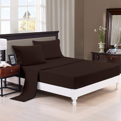 Optra 180 TC Microfiber Single Solid Flat Bedsheet(Pack of 1, Dark brown)