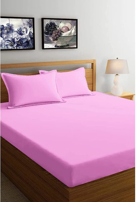 TURIYA Microfiber Queen Flat 220 TC Solid Bedsheet(Pack of 1, Pink)