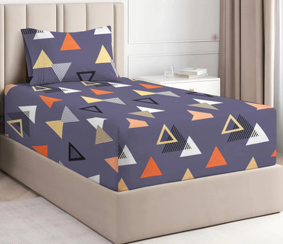 VAS COLLECTIONS 160 TC Cotton Single Printed Flat Bedsheet(Pack of 1, Royal Blue)