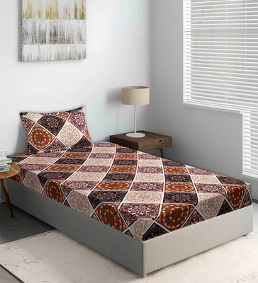 KUBER INDUSTRIES 72 TC Cotton Single Solid Flat Bedsheet(Pack of 1, Brown)