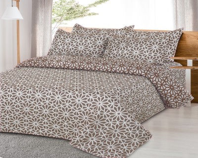 Nine Living 210 TC Cotton Double Abstract Flat Bedsheet(Pack of 1, Brown)