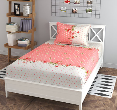 THH Cotton Single Flat 144 TC Floral Bedsheet(Pack of 1, Ezyption POLKA DOT)