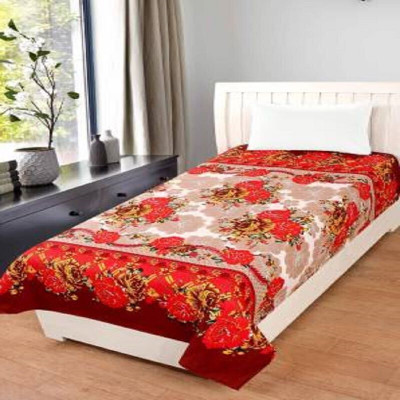 Supreme Home Collective 144 TC Microfiber Single Printed Flat Bedsheet(Pack of 1, Red)