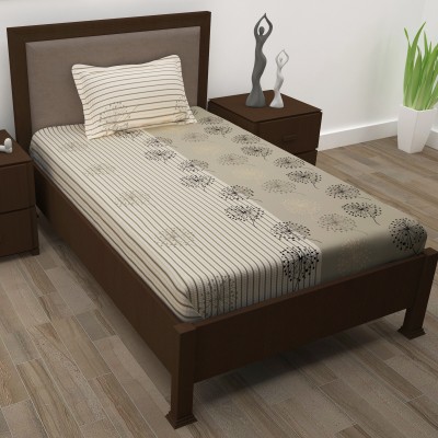 Story@home 186 TC Cotton Single Printed Flat Bedsheet(Pack of 1, Beige)