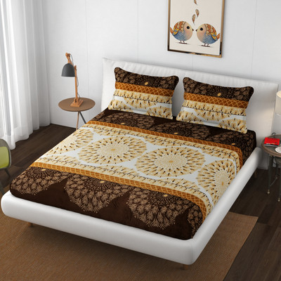SCHp Woolen, Velvet Double Flat 240 TC Printed Bedsheet(Pack of 1, B_74)
