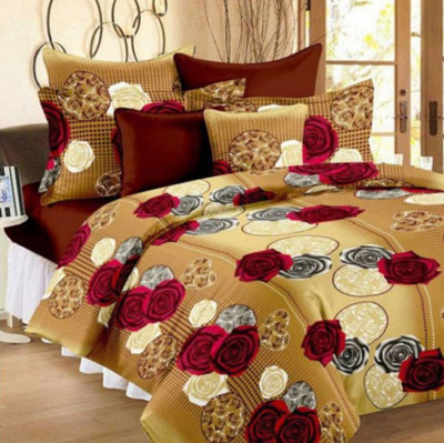 CECARO 144 TC Polycotton Double 3D Printed Flat Bedsheet(Pack of 1, Multicolor151)
