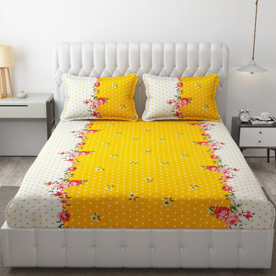 Freshfromloom 144 TC Microfiber Double Solid Flat Bedsheet(Pack of 1, Yellow White)