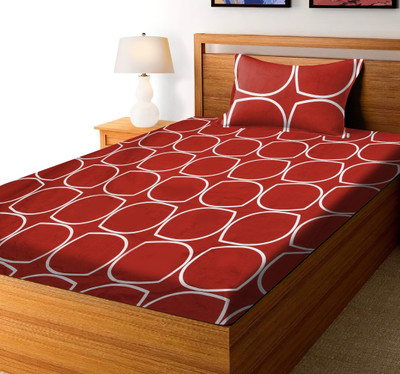 RRC 144 TC Microfiber Single Printed Flat Bedsheet(Pack of 1, Maroon, White)