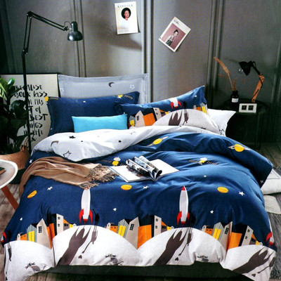 ELIZA KRAFTS Cotton Double Flat 300 TC Cartoon Bedsheet(Pack of 1, ROCKET)