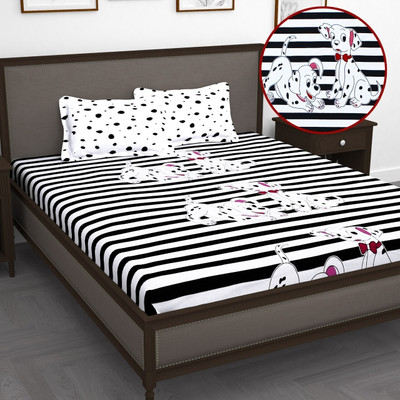 Story@home Cotton King Flat 240 TC Cartoon Bedsheet(Pack of 1, Red, White, Black)
