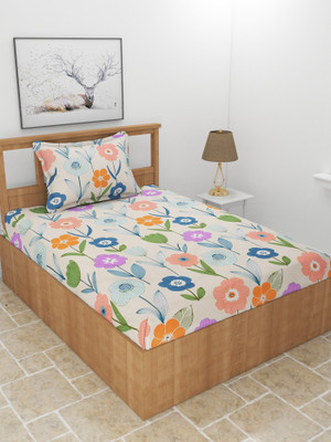 MORADO 210 TC Polycotton Single Cartoon Flat Bedsheet(Pack of 1, Off White)