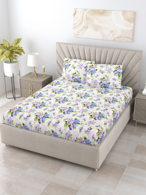 Bombay Dyeing 144 TC Cotton King Floral Flat Bedsheet(Pack of 1, Blue)