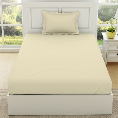 SPACES 144 TC Cotton Single Solid Flat Bedsheet(Pack of 1, IVORY)