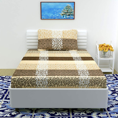 Shivi Creation 160 TC Cotton Single Printed Flat Bedsheet(Pack of 1, Multicolor)