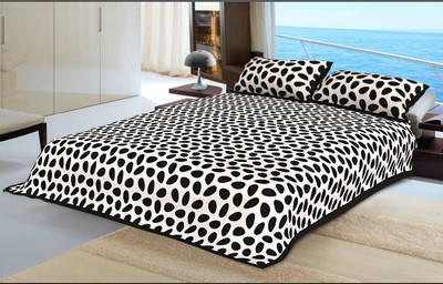KANDY SHOP Cotton King Flat 180 TC Printed Bedsheet(Pack of 1, Black)