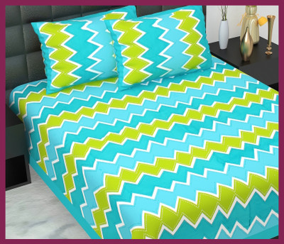 JAIPUR PRINTS Cotton Double Flat 210 TC Jaipuri Prints Bedsheet(Pack of 1, Green)