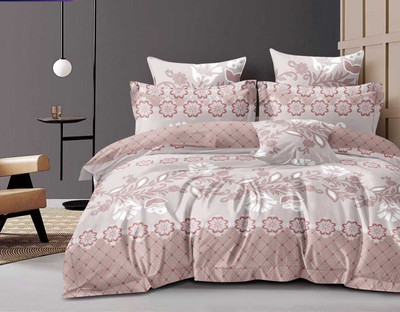 VIRIDIAN DÉCOR Cotton King Fitted (Elastic) 210 TC Printed Bedsheet(Pack of 1, Baby Pink)