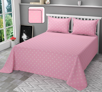 sabhya creation Cotton King Flat 230 TC Floral Bedsheet(Pack of 1, light pink)