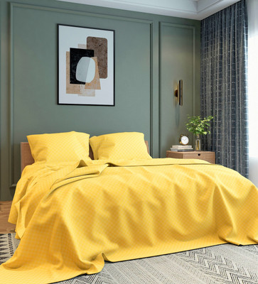 BELVOSTUM 280 TC Microfiber Double Solid Flat Bedsheet(Pack of 1, Yellow)