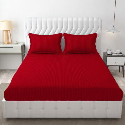 Cozyhaven Cotton King Flat 180 TC Striped Bedsheet(Pack of 1, Multicolor)